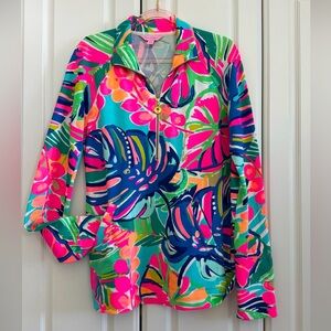 🦩🌴Lilly Pulitzer Skipper 1/2 zip Exotic Garden (print) worn once.🌴🦩